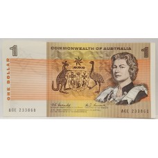 AUSTRALIA 1968 . ONE 1 DOLLAR BANKNOTE . COOMBS/RANDALL . FIRST PREFIX AGE